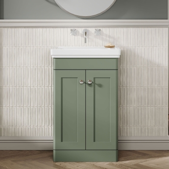 Classique 500mm 2-Door Floor Standing Vanity Unit with Premium Fireclay Basin | Product Image