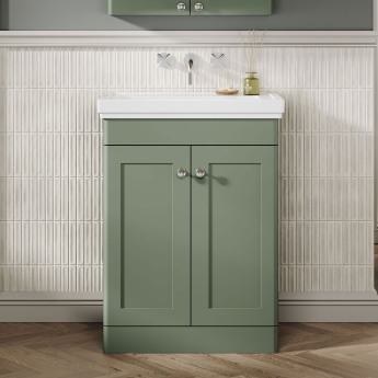 Classique 600mm 2-Door Floor Standing Vanity Unit with Fireclay Basin | Product Image