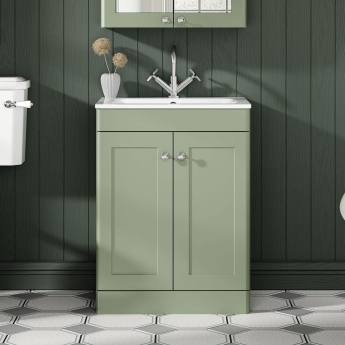 Classique 600mm 2-Door Floor Standing Vanity Unit with Stone Basin | Product Image