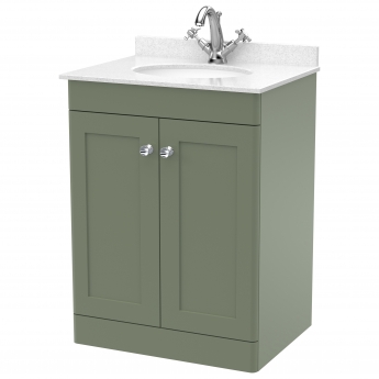 Classique 600mm 2-Door Floor Standing Vanity Unit with Marble Top Basin