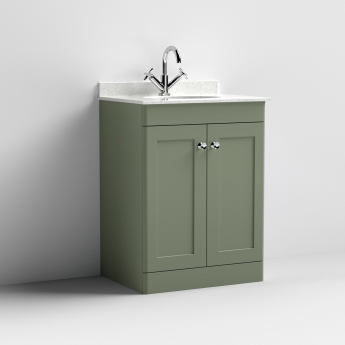 Classique 600mm 2-Door Floor Standing Vanity Unit with Marble Top Basin