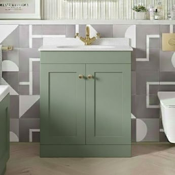 Classique 600mm 2-Door Floor Standing Vanity Unit with Marble Top Basin