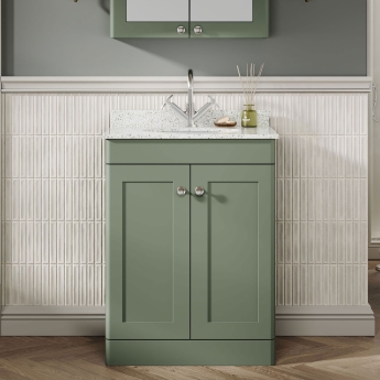 Classique 600mm 2-Door Floor Standing Vanity Unit with Marble Top Basin | Product Image