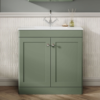 Classique 800mm 2-Door Floor Standing Vanity Unit with Ceramic Basin | Product Image