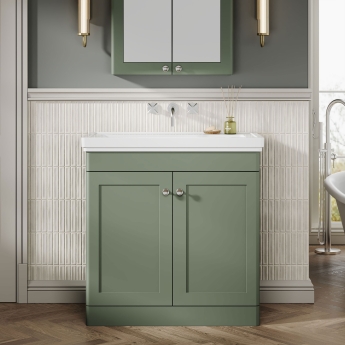 Classique 800mm 2-Door Floor Standing Vanity Unit with Fireclay Basin | Product Image