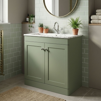 Classique 800mm 2-Door Floor Standing Vanity Unit with Stone Basin