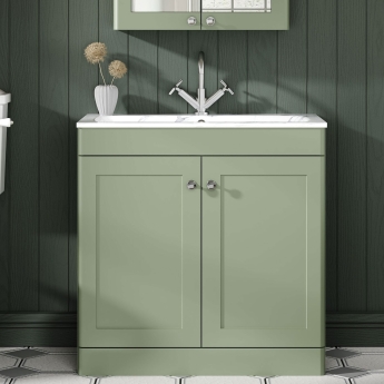 Classique 800mm 2-Door Floor Standing Vanity Unit with Stone Basin | Product Image