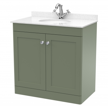 Classique 800mm 2-Door Floor Standing Vanity Unit with Marble Top Basin