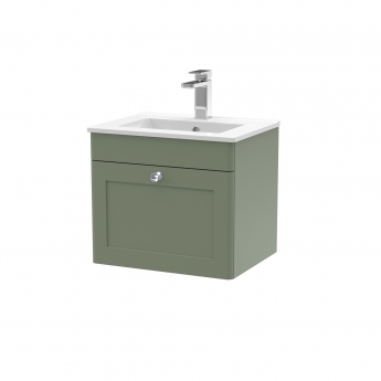 Nuie Classique Wall Hung 1-Drawer Vanity Unit with Basin-2 500mm Wide - Satin Green