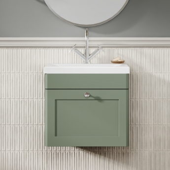 Classique 500mm 1-Drawer Wall Hung Vanity Unit with Ceramic Basin