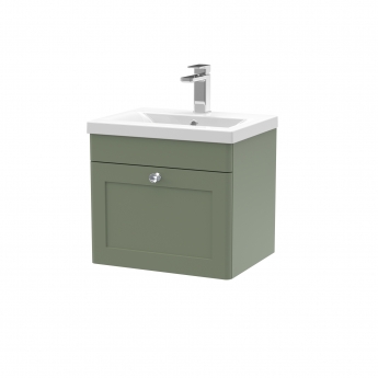 Nuie Classique Wall Hung 1-Drawer Vanity Unit with Basin-1 500mm Wide - Satin Green
