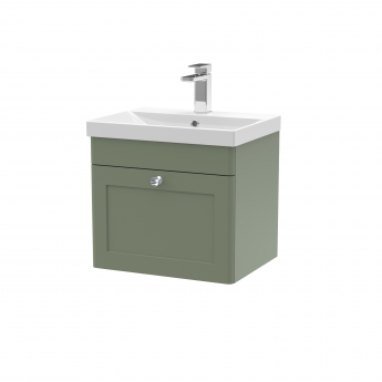 Nuie Classique Wall Hung 1-Drawer Vanity Unit with Basin-3 500mm Wide - Satin Green