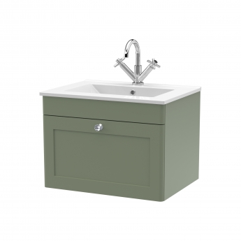Classique 600mm 1-Drawer Wall Hung Vanity Unit with Ceramic Basin