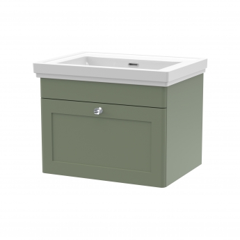 Classique 600mm 1-Drawer Wall Hung Vanity Unit with Fireclay Basin