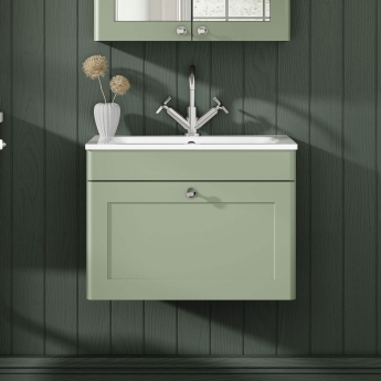 Classique 600mm 1-Drawer Wall Hung Vanity Unit with Stone Basin | Product Image