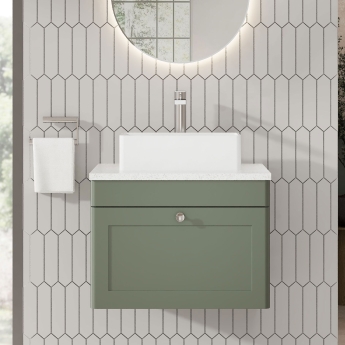 Classique 600mm 1-Drawer Wall Hung Vanity Unit with Countertop | Product Image