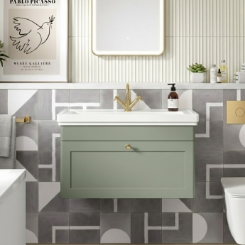 Classique 800mm 1-Drawer Wall Hung Vanity Unit with Fireclay Basin