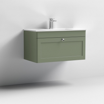 Classique 800mm 1-Drawer Wall Hung Vanity Unit with Ceramic Basin