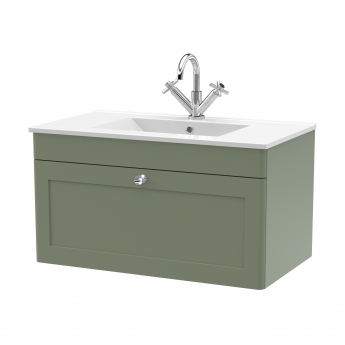 Classique 800mm 1-Drawer Wall Hung Vanity Unit with Ceramic Basin