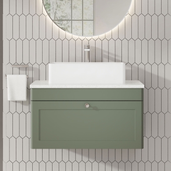 Classique 800mm 1-Drawer Wall Hung Vanity Unit with Countertop | Product Image