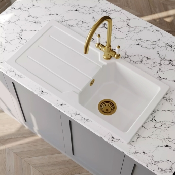 Nuie Inset Kitchen Sink 1.0 Bowl 865mm L x 435mm W - White | Product Image