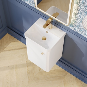 Nuie Core Wall Hung 1-Door Vanity Unit with Thin Edge Basin 400mm Wide - Gloss White | Product Image