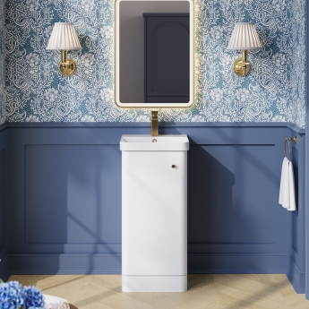 Nuie Core Floor Standing 1-Door Vanity Unit with Thin Edge Basin 400mm Wide - Gloss White | Product Image