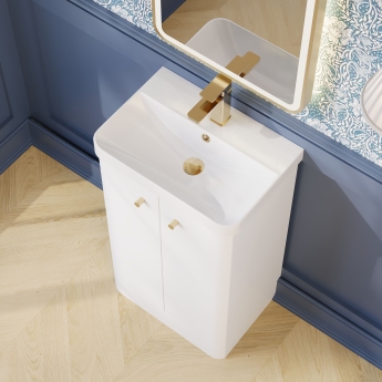 Nuie Core Floor Standing 2-Door Vanity Unit with Thin Edge Basin 500mm Wide - Gloss White | Product Image