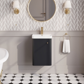 Nuie Core Wall Hung 1-Door Vanity Unit with Thin Edge Basin 400mm Wide - Satin Anthracite | Product Image