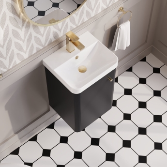 Nuie Core Wall Hung 1-Door Vanity Unit with Thin Edge Basin 400mm Wide - Satin Anthracite | Product Image