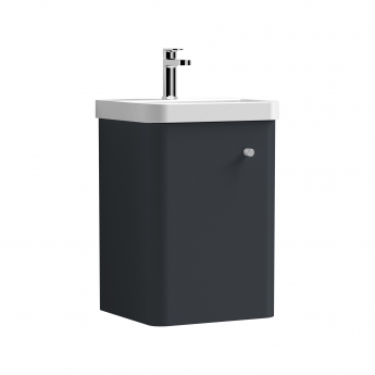 Nuie Core Wall Hung 1-Door Vanity Unit with Thin Edge Basin 400mm Wide - Satin Anthracite