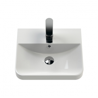 Nuie Core Floor Standing 1-Door Vanity Unit with Thin Edge Basin 400mm Wide - Satin Green