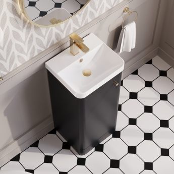 Nuie Core Floor Standing 1-Door Vanity Unit with Thin Edge Basin 400mm Wide - Satin Anthracite | Product Image