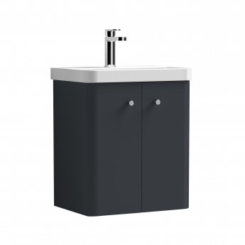 Nuie Core Wall Hung 2-Door Vanity Unit with Thin Edge Basin 500mm Wide - Satin Anthracite