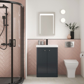 Nuie Core Floor Standing 2-Door Vanity Unit with Thin Edge Basin 600mm Wide - Satin Anthracite