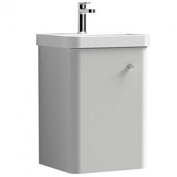 Nuie Core Wall Hung 1-Door Vanity Unit with Thin Edge Basin 400mm Wide - Gloss Grey Mist