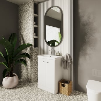 Nuie Core Floor Standing 2-Door Vanity Unit with Thin Edge Basin 600mm Wide - Gloss White