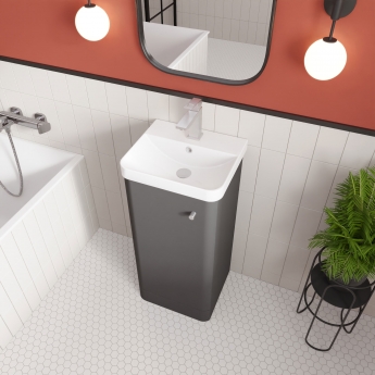 Nuie Core Floor Standing 1-Door Vanity Unit with Thin Edge Basin 400mm Wide - Satin Green