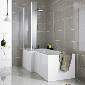 Nuie Cove L-Shaped Shower Bath Hinged Screen 1700mm x 700mm/850mm - Left Handed (inc Leg Set) | Product Image