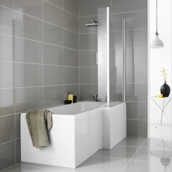 Nuie Cove L-Shaped Shower Bath Hinged Screen 1700mm x 700mm/850mm - Right Handed (inc Leg Set)