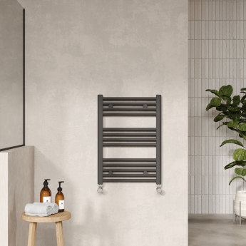Nuie Straight Heated Towel Rail 700mm H x 500mm W - Anthracite