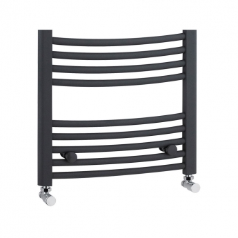 Nuie Curved Heated Towel Rail 700mm H x 500mm W - Anthracite