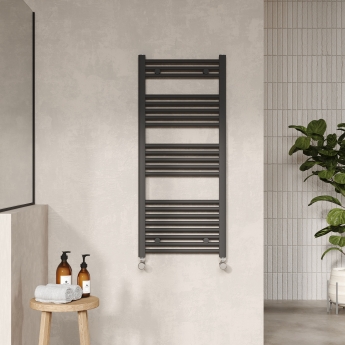 Nuie Straight Heated Towel Rail 1150mm H x 500mm W - Anthracite | Product Image