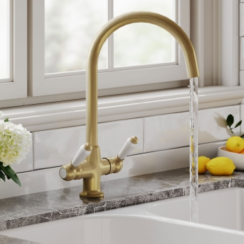 Nuie Cruciform Kitchen Sink Mixer Tap Lever Handle - Brushed Brass | Product Image