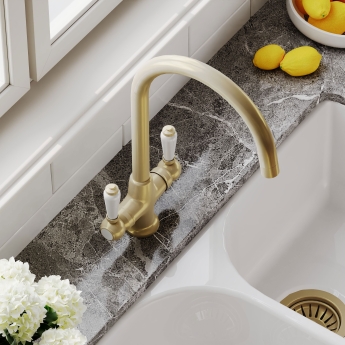 Nuie Cruciform Kitchen Sink Mixer Tap Lever Handle - Brushed Brass | Product Image
