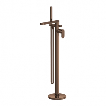 Nuie Cyprus Fluted Freestanding Bath Shower Mixer Tap with Shower Kit - Brushed Bronze
