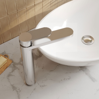 Nuie Cyprus Fluted Tall Mono Basin Mixer Tap - Chrome | Product Image