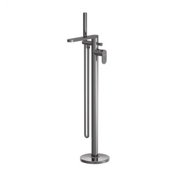 Nuie Cyprus Fluted Freestanding Bath Shower Mixer Tap with Shower Kit - Brushed Pewter