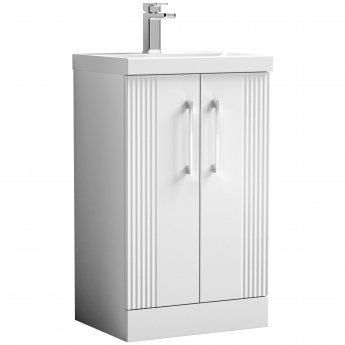 Nuie Deco Floor Standing 2-Door Vanity Unit with Basin-3 500mm Wide - Satin White