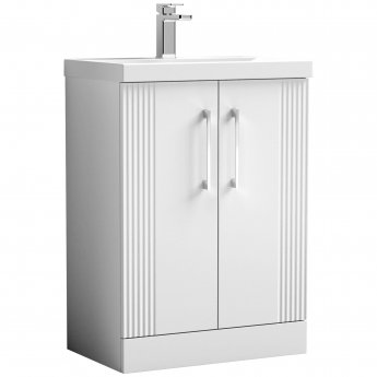 Nuie Deco Floor Standing 2-Door Vanity Unit with Basin-3 600mm Wide - Satin White
